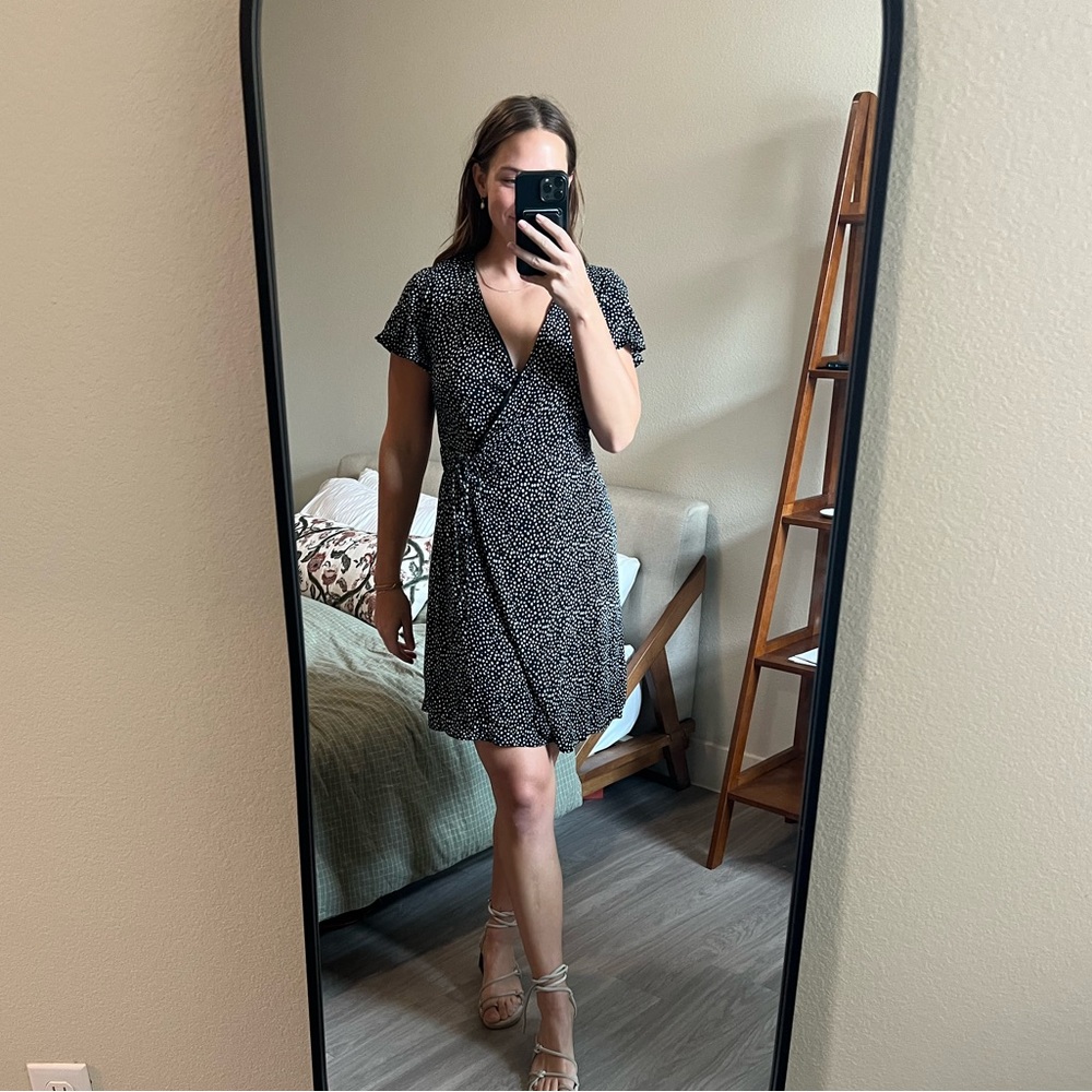 Black and white wrap dress